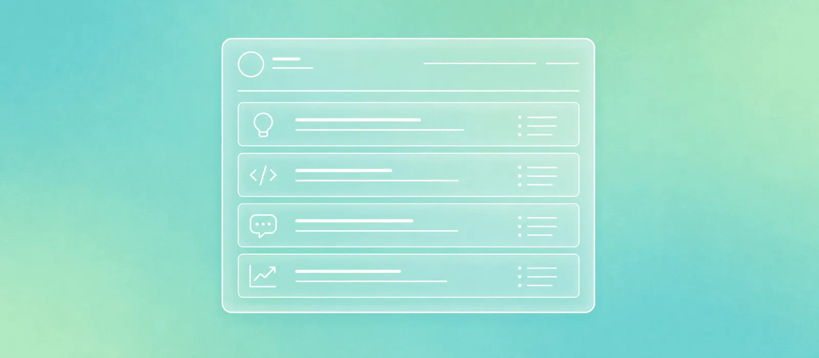 Flat head-on liquid-glass framework panel on a turquoise and mint mesh background