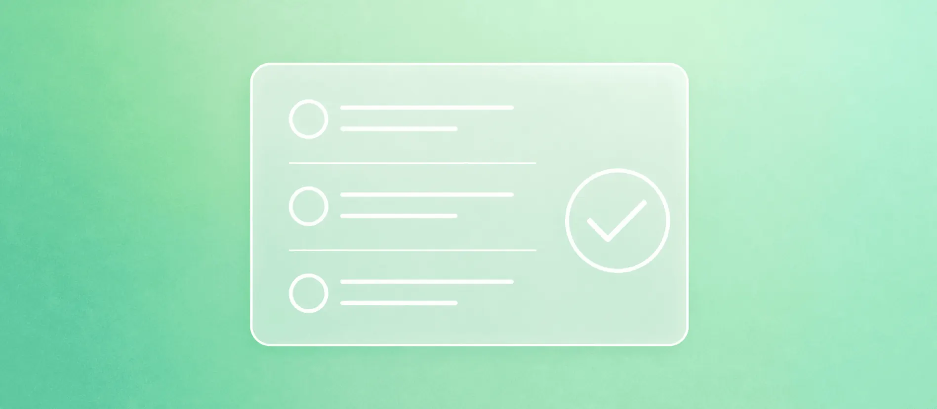 Flat head-on liquid-glass evaluation panel on a soft green and mint mesh background