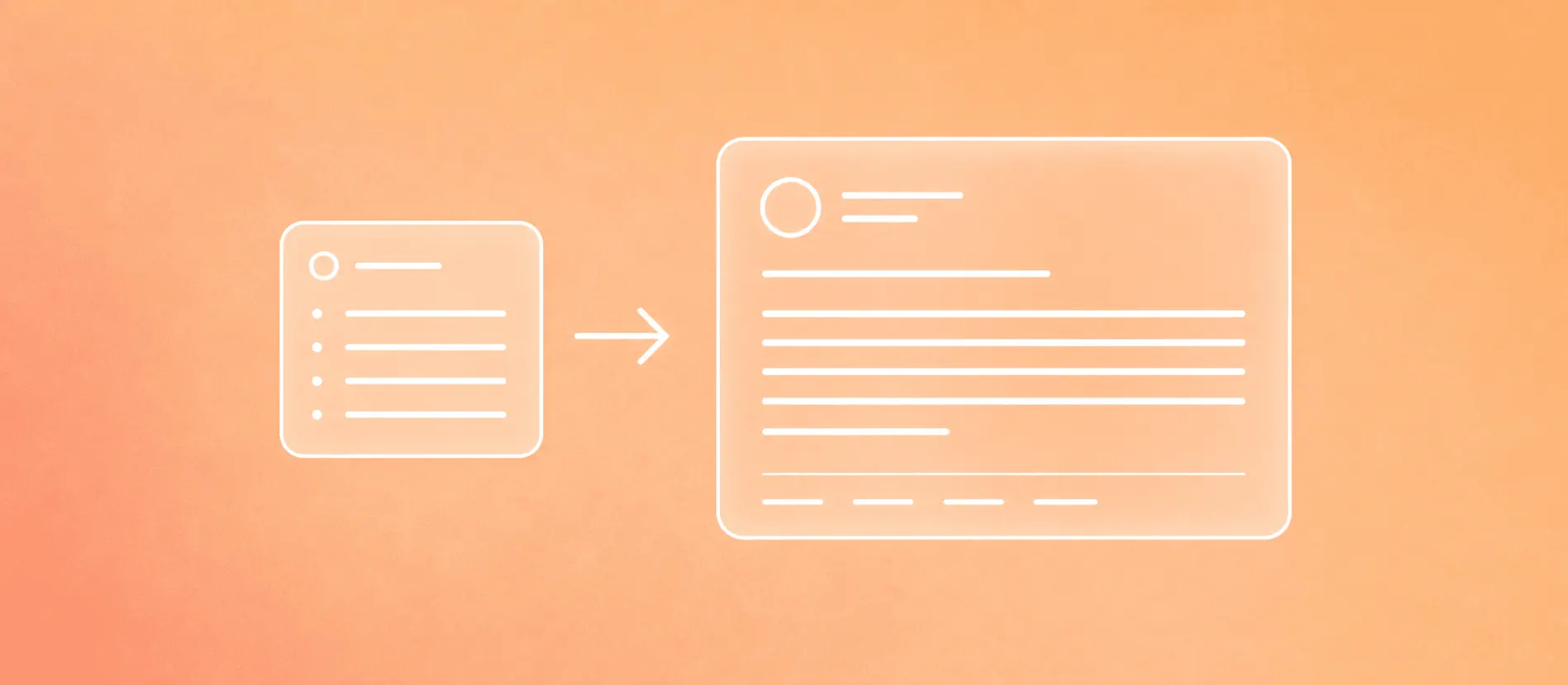 Flat head-on capture note becoming a public post surface on a peach and apricot mesh background